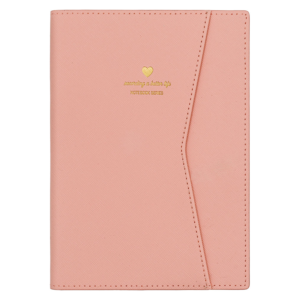 Pembe Cover-Pocket 15x21 cm Çizgili Defter